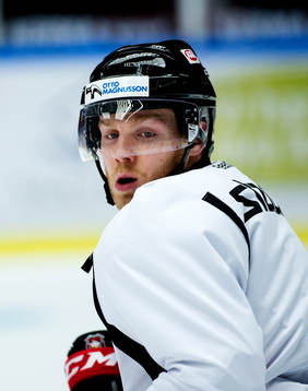 Malmö Redhawks nyförvärv David Liffiton innan matchen i