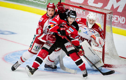 Timrås Didrik Strömberg kämpar med Malmö Redhawks