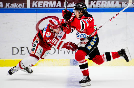 Timrås Patrik Norén och Malmö Redhawks  Robin Alvarez
