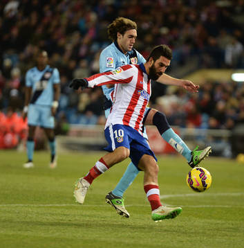 Turan en el partido entre el Atletico de Madrid – Rayo