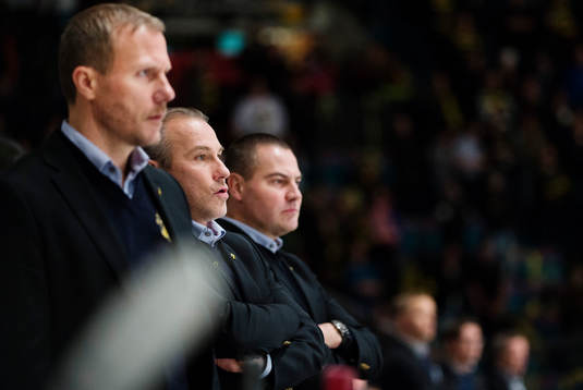 Tränare Mats Lindgren, Rikard Franzén och +Mats Bäcklin