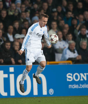 Köpenhamns Pierre Bengtsson i matchen i Champions League