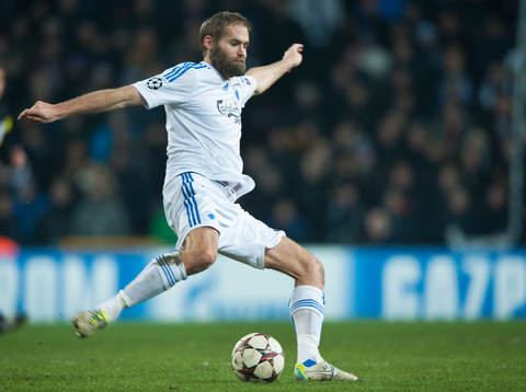 Köpenhamns Olof Mellberg och i matchen i Champions League