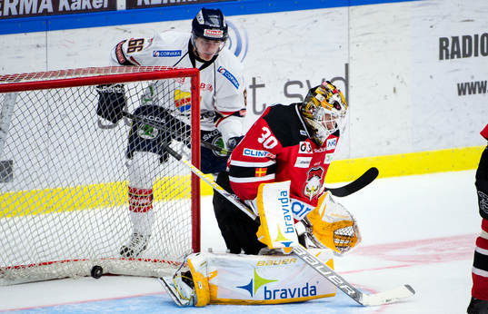 Malmö Redhawks målvakt Robin Rahm släpper in 0-1