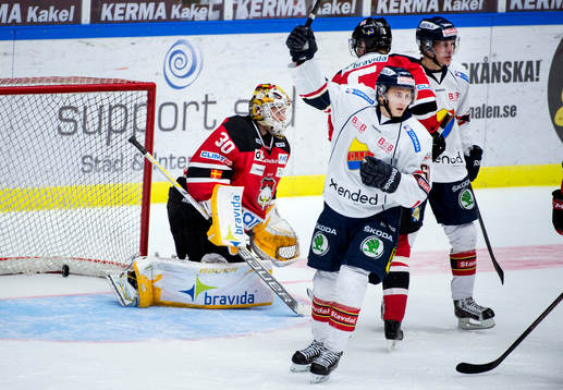 Malmö Redhawks målvakt Robin Rahm deppade fter att