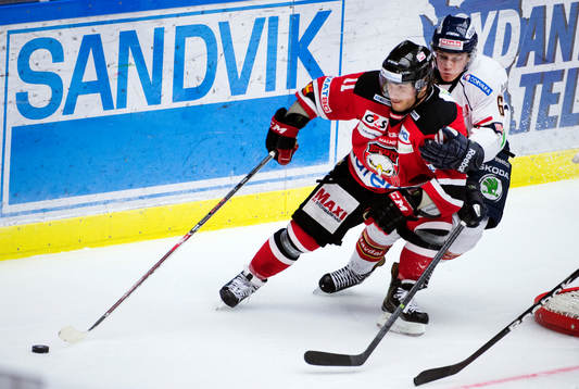 Malmö Redhawks Joey Tentute och Djurgårdens Bobo Petersson