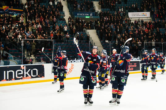 Djurgårdsspelarna jublar med publiken