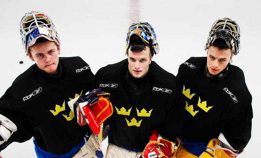 Sveriges tre målvakter Marcus Högberg, Oscar Dansk och