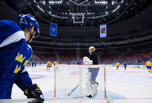 Sveriges ishockeylandslag tränar i Bolshoy Ice Dome