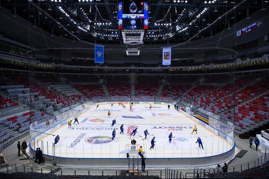 Sveriges ishockeylandslag tränar i Bolshoy Ice Dome