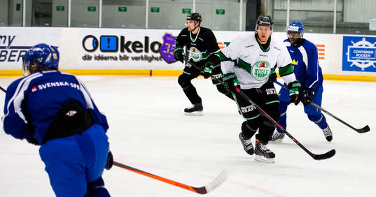 Rögles Mattias Tjärnqvist och Sveriges Edwin Hedberg när