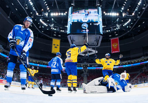 Sveriges Andreas Engqvist och Mattias Sjögren jublar