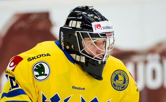 Sveriges målvakt Jonas Johansson innan träningsmatchen