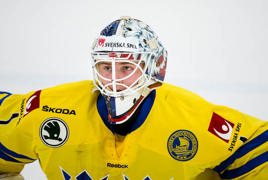 Sveriges målvakt Marcus Högberg innan träningsmatchen