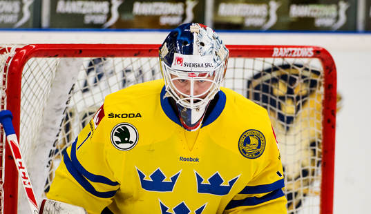 Sveriges målvakt Marcus Högberg innan träningsmatchen