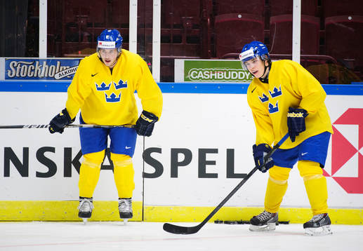 Elias Lindholm och Filip Sandberg på Sveriges träning
