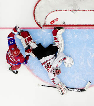 Rysslands Mikahil Grigorenko gör 7-1 bakom Schweiz
