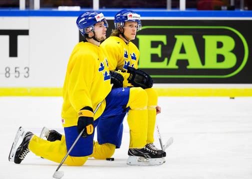 Filip Forsberg och Jacob de la Rose på Sveriges träning