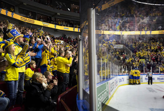 Publiken jublar på Malmö arena när Sveriges Elias