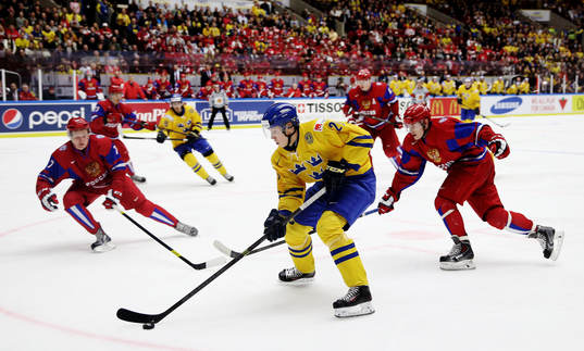 Sveriges Oskar Sundqvist och Rysslans Kirill Maslov och