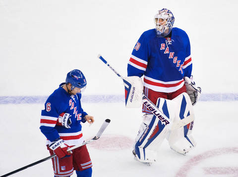 New Yorks Anton Strålman och målvakt Henrik Lundqvist