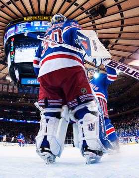 New Yorks målvakt Henrik Lundqvist och Anton Strålman
