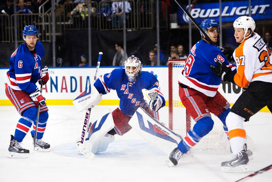 New Yorks Anton Strålman, Henrik Lundqvist och Marc Staal