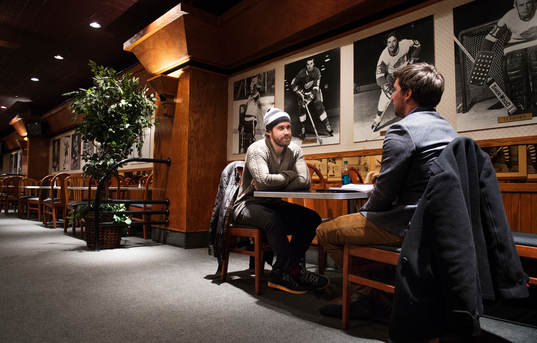 Henrik Zetterberg i en intervju med Mittmedias reporter