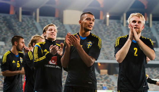 Seriges Emil Forsberg, Nabil Bahoui och Johan Larsson