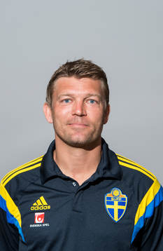 Porträtt på Sveriges players manager Marcus Allbäck