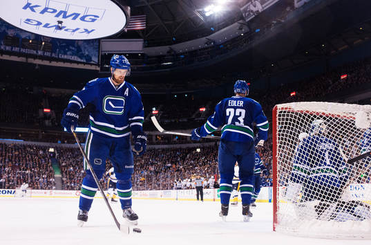 Vancouvers Daniel Sedin och Alexander Edler deppar