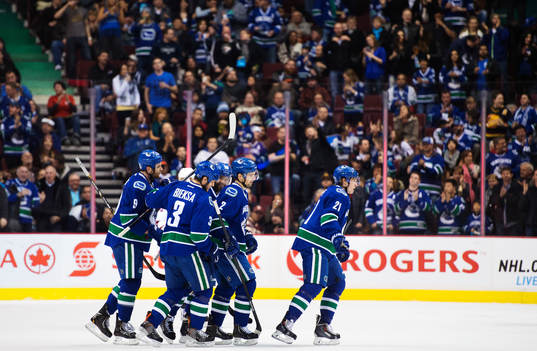 Vancouverspelare jublar