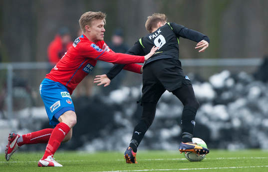 Helsingborgs Andreas Landgren i träningsmatchen mellan
