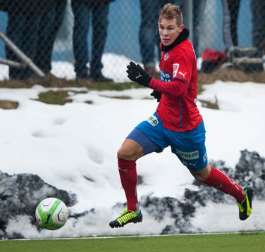 Helsingborgs Emil Krafth i träningsmatchen mellan