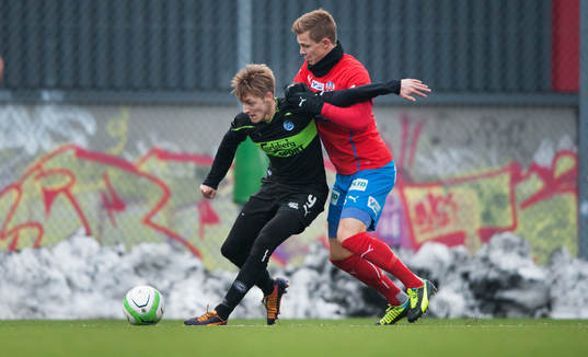 Helsingborgs Emil Krafth i träningsmatchen mellan