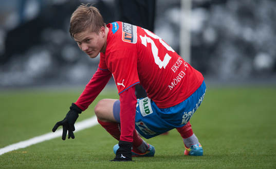 Helsingborgs Jere Uronen i träningsmatchen mellan