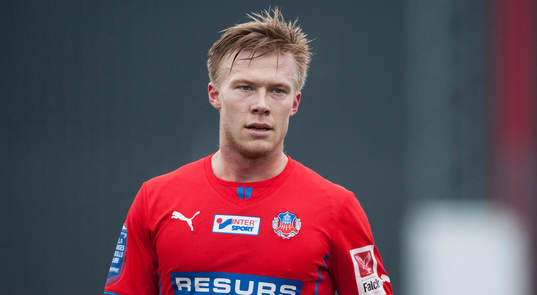 Helsingborgs Andreas Landgren i träningsmatchen mellan