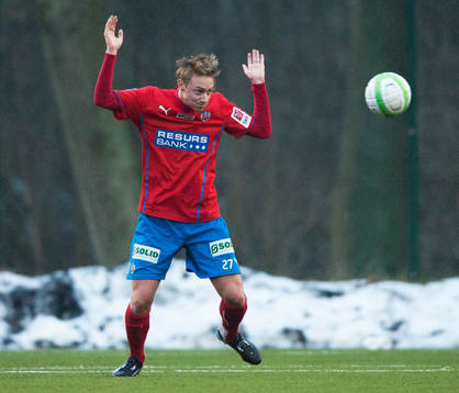 Helsingborgs Måns Ekvall i träningsmatchen mellan