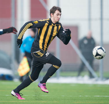IFK Hässleholms Ilir Salja i träningsmatchen i fotboll