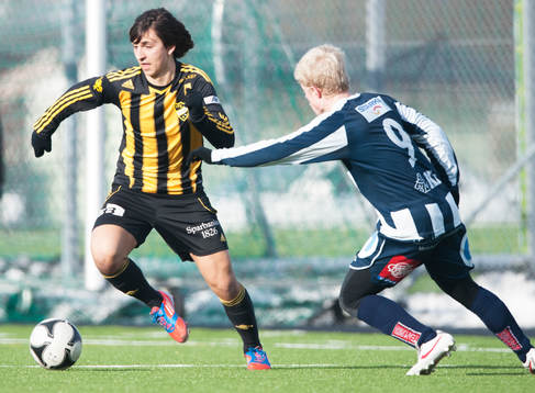 Hässleholms Mert Yanev i träningsmatchen i fotboll mellan