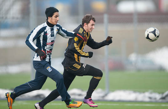 IFK Hässleholms Ilir Salja i träningsmatchen i fotboll