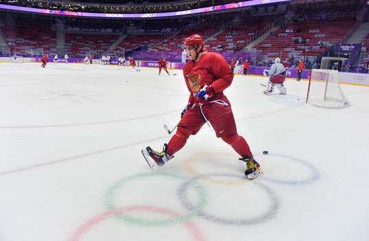 Alexander Ovechkin på Rysslands ishockeylandslags träning