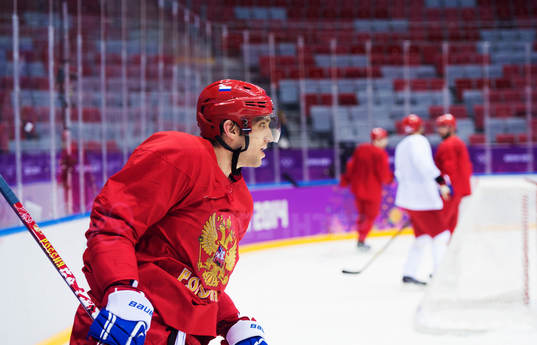 Alexander Ovechkin på Rysslands ishockeylandslags träning