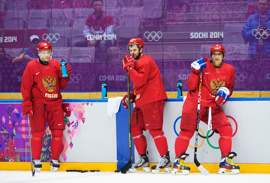 Pavel Datsyuk, Alexander Radulov och Alexander Ovechkin på