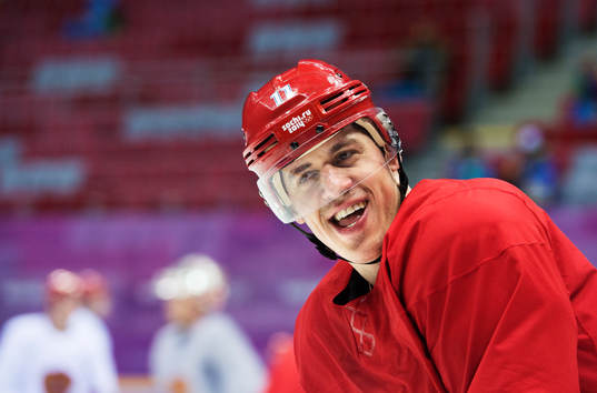 Yevgeni Malkin på Rysslands ishockeylandslags träning