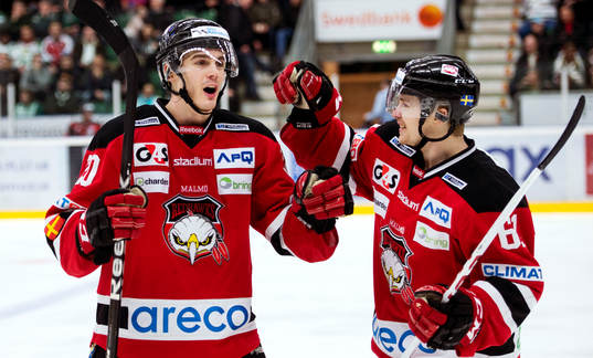 Malmö Redhawks Henrik Hetta och Nicklas Jadeland jublar