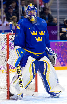 Sveriges målvakt Henrik Lundqvist i ishockeymatchen mellan