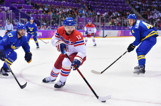 Tjeckiens Tomas Plekanec i ishockeymatchen mellan Tjeckien
