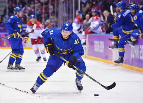 Sveriges Gustav Nyquist i ishockeymatchen mellan Tjeckien
