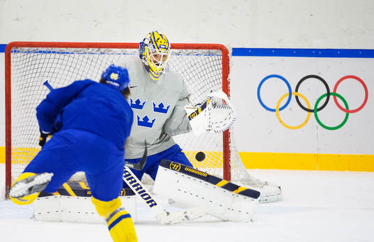 Målvakten Jonas Gustavsson på Sveriges ishockeylandslags